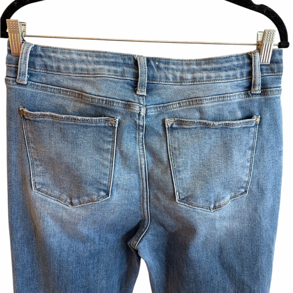 Petra Flare Jeans Size 13/30 Medium Wash High Rise Distressing Stretch - Picture 8 of 13